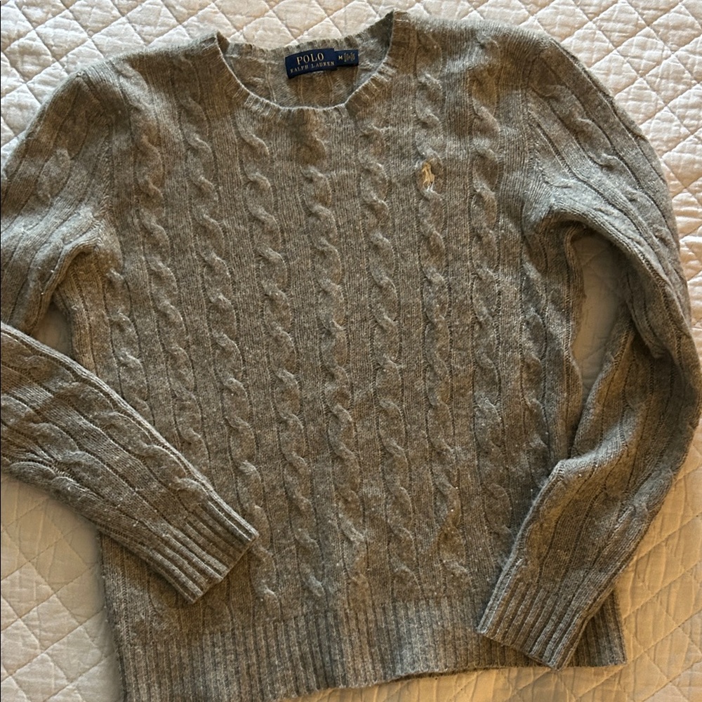 Polo by Ralph Lauren Light Gray Cable Knit Sweater